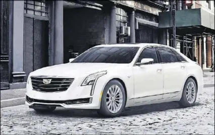  ??  ?? A Cadillac CT6 plug-In hybrid goes on sale in North America in the spring of 2017. The CT6 plug-in offers over 400 miles of combined driving range, a full EV range of an estimated 30 miles and a zero to 60 mph time of 5.2 seconds.