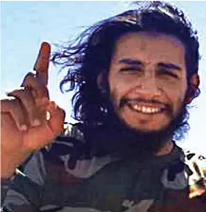  ??  ?? Plots: Abdelhamid Abaaoud gives Islamic State’s one-fingered salute
