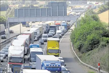  ??  ?? Traffic queues on the county’s motorways could become a familar sight in the months after Brexit, according to Kent’s chief constable