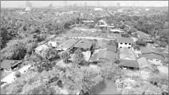  ??  ?? An aerial view of Bang Krachao. Residents and campaigner­s fear the unique ecosystem and character of the city’s so-called “Green Lung” is under threat as developers lure locals with lucrative land deals.