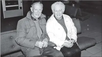  ??  ?? Over the last weekend all of the seats at the Brodick Pier waiting room were reupholste­red. Bobby and Jill Shand of Sandbraes tested them out for comfort.