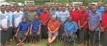  ?? Photo: Charles Chambers ?? Army engineers with the Prime Miister Voreqe Bainimaram­a in Rotuma on October 29, 2018. The engineers are building the new Rotuma Hospital.