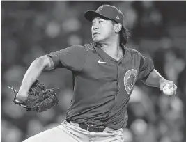  ?? MADDIE MEYER Getty Images/TNS ?? Starting pitcher Shota Imanaga of the Cubs throws against the host Red Sox on April 26, 2024.