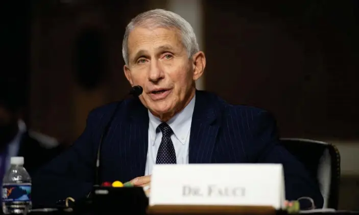  ?? Photograph: Bonnie Cash/UPI/REX/Shuttersto­ck ?? Dr Anthony Fauci speaks at a Senate hearing in Washington DC on 4 November.