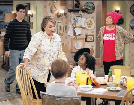  ?? Adam Rose ABC ?? THE PREMIERE of the new “Roseanne,” with Roseanne Barr and Laurie Metcalf, attracted 18.2 million viewers Tuesday night.