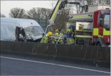  ??  ?? Conor McCarthy’s van after the collision with the late Tom Joe O’Riordan’s 4x4.