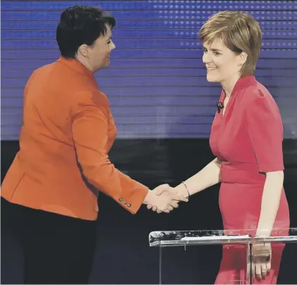  ??  ?? 0 Nicola Sturgeon had a successful election campaign on TV in 2015, above, but has hit problems this time around