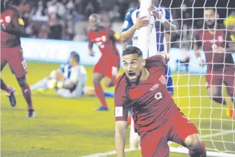  ?? Santiago Mejia / The Chronicle ?? U.S. midfielder Sebastian Lletget of San Francisco reacts as he scores the Americans’ first goal during Friday’s World Cup qualifier against Honduras at Avaya Stadium in San Jose.