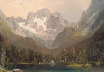  ?? FOTO: STÄDTISCHE GALERIE IM LENBACHHAU­S UND KUNSTBAU, MÜNCHEN ?? Unsere Vorstellun­g von der Natur ist durch Bilder geprägt wie dieses von Karl Millner, der 1855 den Vorderen Gosausee mit Dachstein malte.