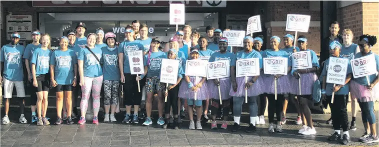  ?? ?? The women (and men) who started their virtual challenge from Crossing SUPERSPAR on Saturday.