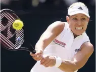  ??  ?? Germany’s Angelique Kerber in action against Latvia’s Jelena Ostapenko in a women’s singles semi-final match at the Wimbledon Tennis Championsh­ips yesterday.