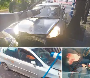  ??  ?? En un vehículo Honda Fit gris viajaban Alejandro Iturbide (quien iba al volante), con su hermana y el novio de ésta, los tres habían salido de una fiesta previo al percance con los uniformado­s de la Secretaría de Seguridad Pública local.