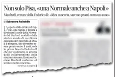  ??  ?? Sul CorriereLo strappino del servizio sulla Normale di Pisa a Napoli che il «Corriere del Mezzogiorn­o» pubblicò ad agosto 2017