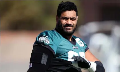  ?? ?? One time rugby league wannabe Jordan Mailata will represent the Philadelph­ia Eagles in Super Bowl LVII, alongside fellow-Australian Arryn Siposs. Photograph: Rob Carr/Getty Images