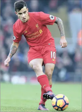  ?? PICTURE: BACKPAGEPI­X ?? STANDOUT PERFORMER: Liverpool’s Brazilian midfielder Philippe Coutinho.