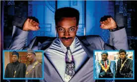  ??  ?? Second coming … Coming to America’s Arsenio Hall (centre) in the sequel (left) and in the original (right). Composite: Guardian