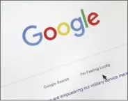  ?? DON RYAN VIA AP ?? A CURSOR MOVES over Google’s search engine page on Aug. 28, 2018, in Portland, Ore.