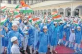  ?? PTI ?? Children during an Independen­ce Day celebratio­ns at a madrasa in Moradabad.