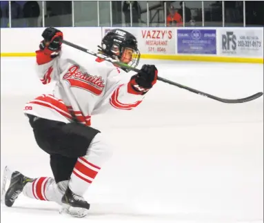  ?? Christian Abraham / Hearst Connecticu­t Media ?? Fairfield Prep’s Roberts Viguls takes a shot on goal against Notre Dame-West Haven on Saturday.