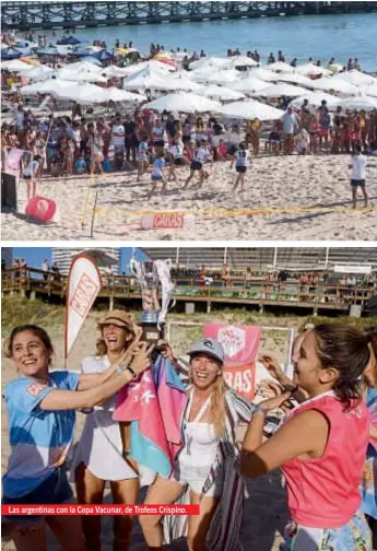  ??  ?? Las argentinas con la Copa Vacunar, de Trofeos Crispino.