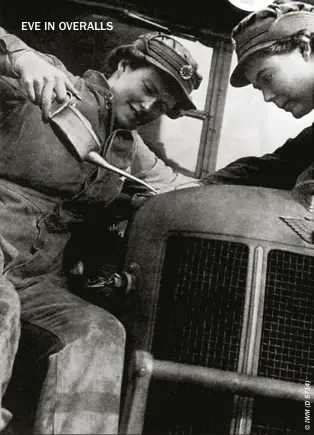  ??  ?? CLOCKWISE FROM ABOVE:
“Penelope mechanised – The girl drivers are expected to keep their vehicles in first-class running conditions”
“These women are milling the jacket of a jim, vast numbers of which are being turned out at this factory” “Most of...