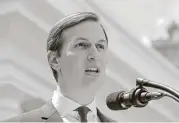  ?? Associated Press ?? White House senior adviser Jared Kushner speaks to reporters Monday outside the White House after meeting on Capitol Hill behind closed doors.