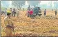  ?? HT ?? Members of the victim’s family at their farm under police protection in Hathras.