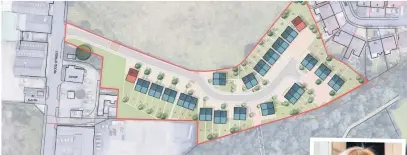  ??  ?? JDA Architects’ site plan of the 40-home developmen­t off Wood Street, Great Harwood. Right: Coun Loraine Cox, of Hyndburn council