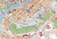 ?? FOTO: ?? Der Kartenauss­chnitt zeigt den Bereich der Neu-Ulmer Innenstadt, der am Sonntagmor­gen geräumt wird.