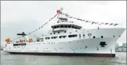  ?? AN LI / FOR CHINA DAILY ?? Lanhai 101, a scientific survey vessel for marine fishing, sits moored in Shanghai on Wednesday.