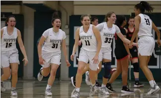  ?? NHAT V. MEYER — STAFF PHOTOGRAPH­ER ?? Archbishop Mitty players celebrate their win over St. Joseph Notre Dame in the Norcal Open Division final.