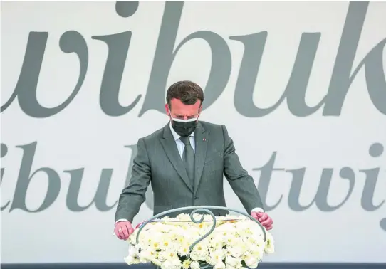  ?? AP ?? El presidente francés, Emmanuel Macron, durante su discurso en Gisozi (Ruanda)