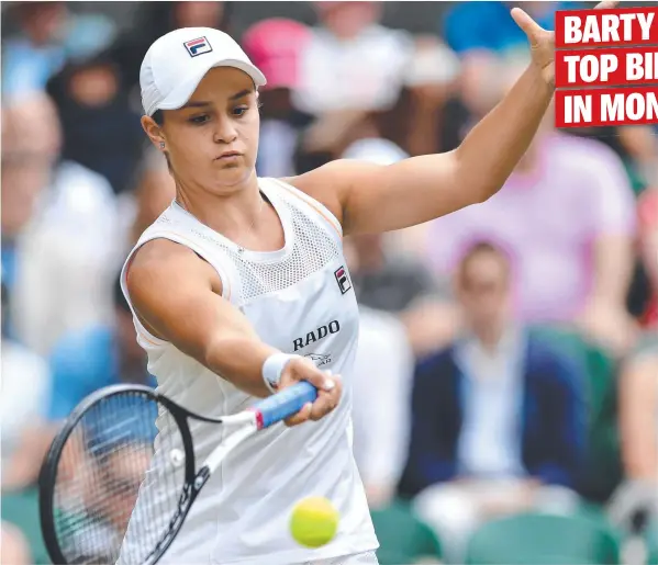  ?? Picture: AFP ?? TOP SEED: Australia's Ashleigh Barty will be the one to beat when the upcoming Canadian Open gets under way in Montreal.