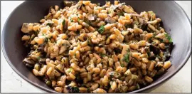  ?? Carl Tremblay/America’s Test Kitchen via AP ?? Warm Farro With Mushrooms, from “The Complete Diabetes Cookbook.”