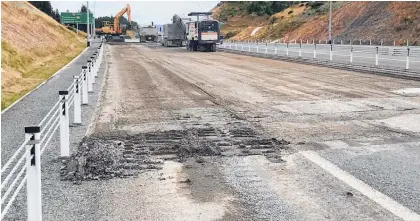  ?? Photo / Waka Kotahi New Zealand Transport Agency ?? Parts of the Transmissi­on Gully road have been ripped up for repairs after problems were identified with the road surface.