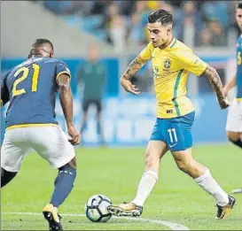  ?? FOTO: EFE ?? Gesto técnico de Philippe Coutinho en el Brasil-Ecuador Jürgen Klopp le espera feliz