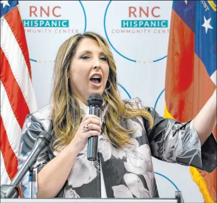  ?? The Associated Press file ?? Former chair of the Republican National Committee Ronna Mcdaniel was briefly hired by NBC recently, which drew protests from the network’s liberal commentato­rs. She was quickly fired.