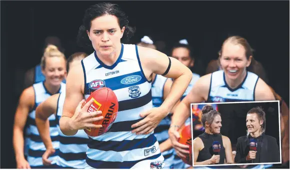  ??  ?? Geelong skipper Meg McDonald made the All-Australian team for a second time. Inset: Emma Kearney and Karen Paxman. Pictures: Getty Images