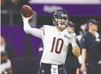  ?? HANNAH FOSLIEN/GETTY IMAGES ?? Mitch Trubisky led the Bears to four wins over the final six weeks, twice passing for more than 330 yards.