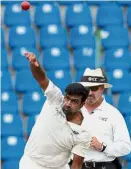  ?? — AFP ?? Star performer: India’s Ravichandr­an Ashwin delivers the ball in the third and final Test against Sri Lanka yesterday.