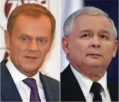  ??  ?? Donald Tusk (levo) je bil zelo kritičen do stranke, ki jo vodi eden od najvplivne­jših Poljakov Jarosław Kaczyński in zaradi katere je po njegovem mnenju Poljska v Evropi vse bolj potisnjena na rob.
Foto Peter Andrews in Kacper Pempel/Reuters