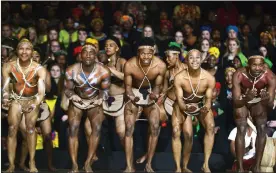  ??  ?? SHOWING OFF: Tswana dancers showcase their cultural dance during the grand opening of the World Choir Games.