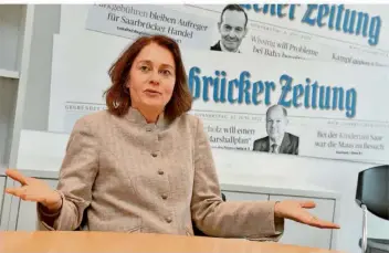  ?? FOTO: BECKERBRED­EL ?? Spitzenkan­didatin Katarina Barley sieht gute Chancen für die SPD, bis zur Europawahl am 9. Juni zuzulegen.