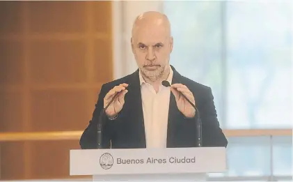  ?? ?? Jefe de Gobierno porteño. Horacio Rodriguez Larreta debe decidir qué hacer ante la negativa del Gobierno.