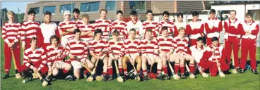  ?? (Pic: The Avondhu Archives) ?? COUNTY CHAMPIONS IN 1993 - Defeating Belgooly 4-12 to 1-12 at Pairc Ui Rinn in October 1993, Ballygibli­n were crowned Cork County Junior ‘B’ hurling champions. The panel pictured, front l-r: Anthony Hanrahan, Declan Moher, Seamus Fox, Jackie Slattery, Brendan Moher, Declan Power (captain), Willie Kenneally, Diarmuid Lynch, Dave Moher, Adrian Gamble and Eamonn Kent; back l-r: John Reidy, Kieran Walsh, Martin Clancy, Paul Barry, Maurice Kenneally, Jim Kenneally, Kevin O’Gorman, Trevor Lynch, Mossie Roche, Damien Crimmins, John McGrath, Keith McGrath, Kevin Casey, Tom Downey, Sean Moher and Pat Lawton.