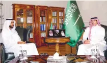  ?? SPA ?? UAE Ambassador Sheikh Shakhbut bin Nahyan Al-Nahyan meets Saudi Human Rights Commission President Dr. Awwad Al-Awwad in Riyadh.