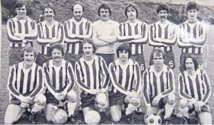  ??  ?? The Dundee amateur side Logie Harp AFC in the late 1970s, with Charlie Adam Sr in the back row on the far right