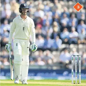  ??  ?? The last dance? Keaton Jennings leaves Jasprit Bumrah’s delivery (1), almost topples over after being shocked by the movement (2) and makes the trudge back to the pavilion after being given out lbw (3)