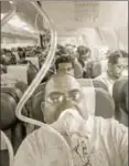  ?? PTI ?? Passengers on board the Mumbaijaip­ur Jet Airways flight, September 20