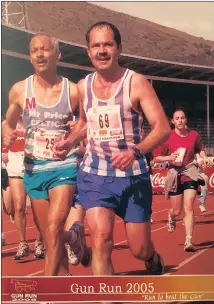  ?? PICTURES: SUPPLIED ?? Mark Wagenheim taking part in the Gun Run in 2001 and 2005. He is ready for his 25th run tomorrow.